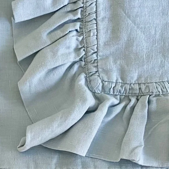 Pottery Barn Linen Pleated Ruffle Fringe Euro Pillow Sham Covers - 2 - Picture 4 of 4